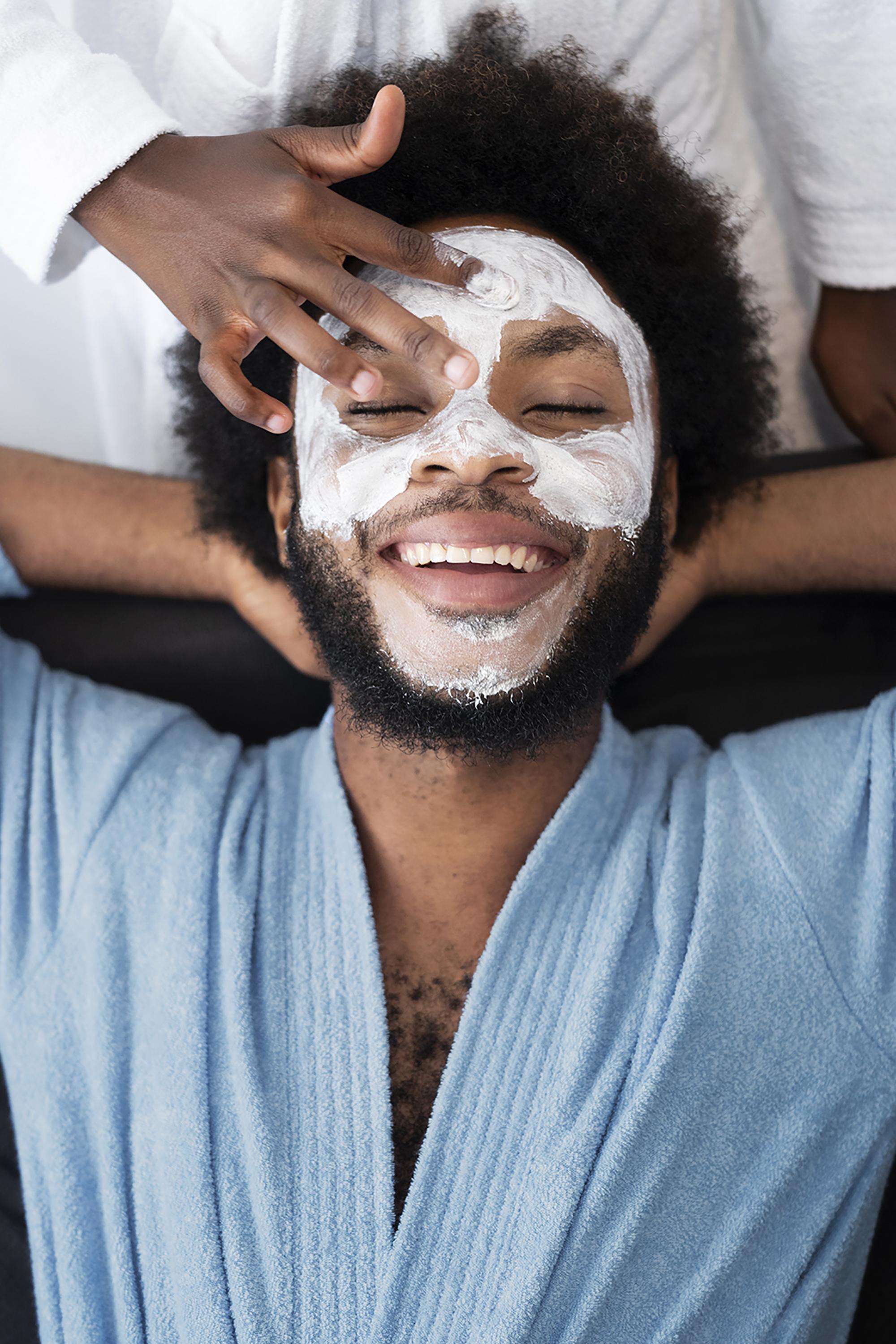 Facial mask grooming service at John A Barbershop London Ontario